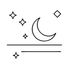 Obraz premium Crescent moon with stars in minimalist line art