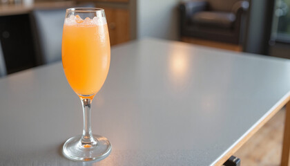Orange cocktail in a glass on a modern kitchen table