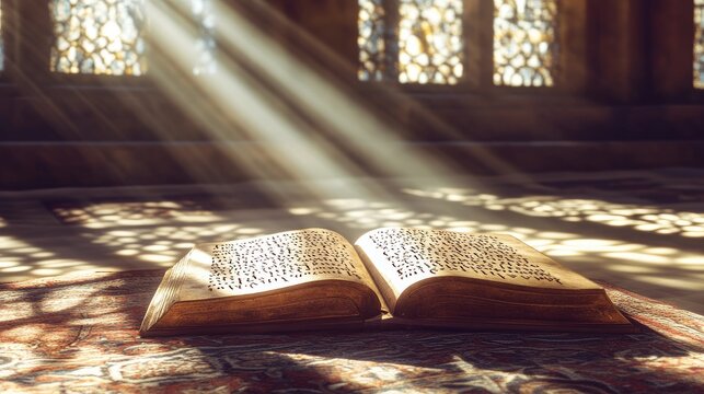 Portrait of the Book of Enoch with Aramaic text displayed in a serene setting