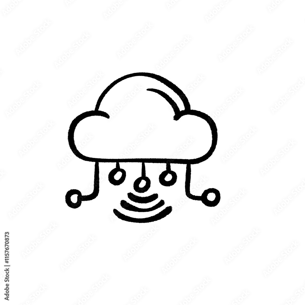 Poster brush stroke hand drawn png image with transparent background business icon of cloud data service wi