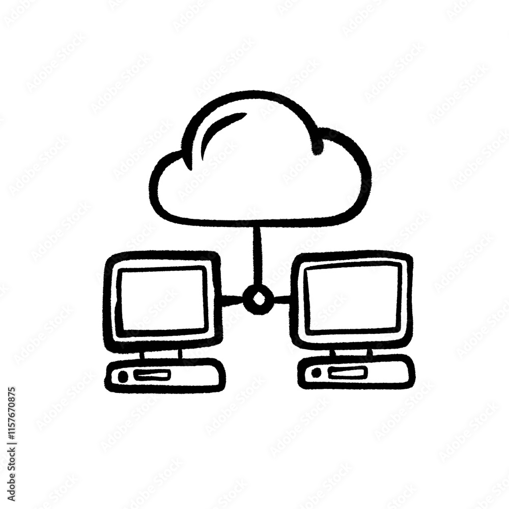 Poster brush stroke hand drawn png image with transparent background business icon of cloud computing netwo