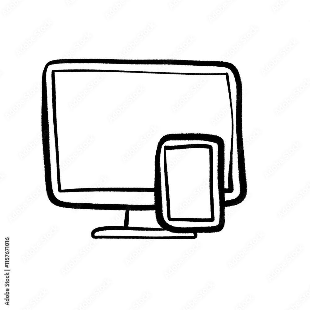 Poster brush stroke hand drawn png image with transparent background business icon of screen devices comput