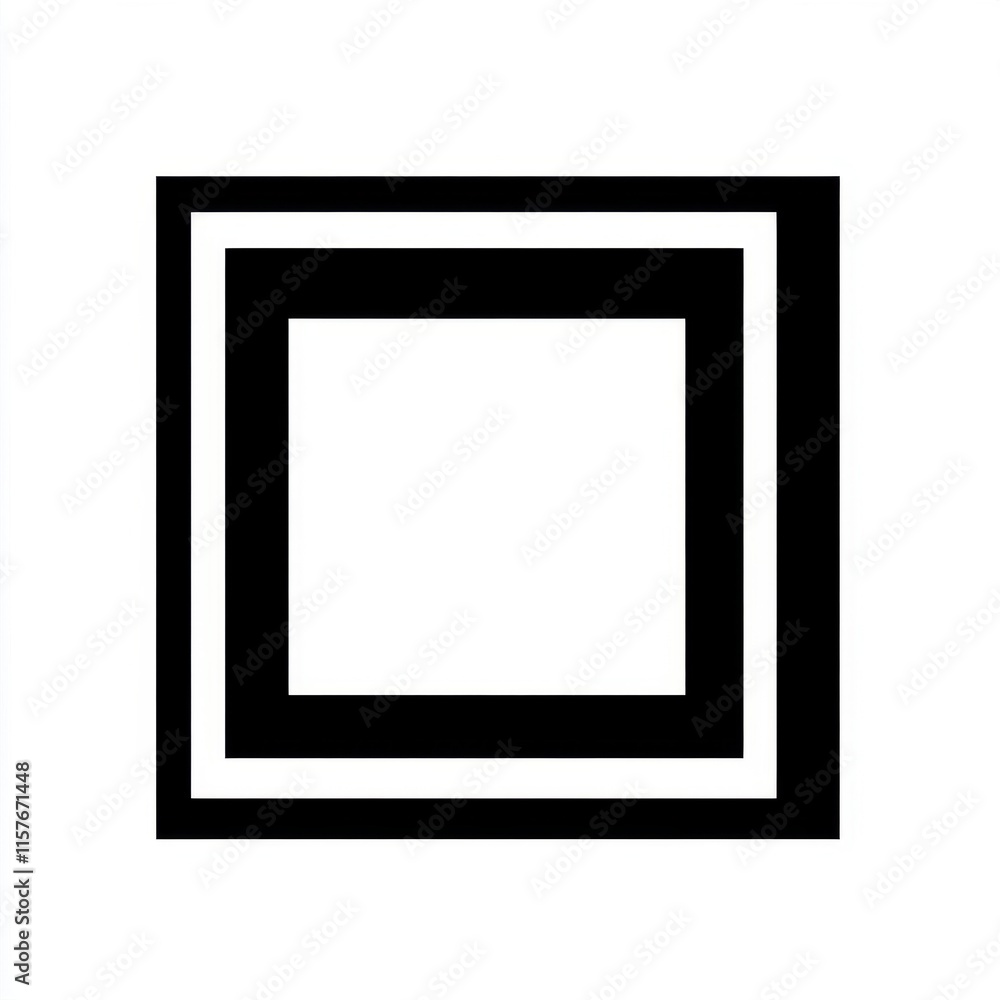 Poster a minimalist black and white square design with layered borders, creating a modern visual appeal.