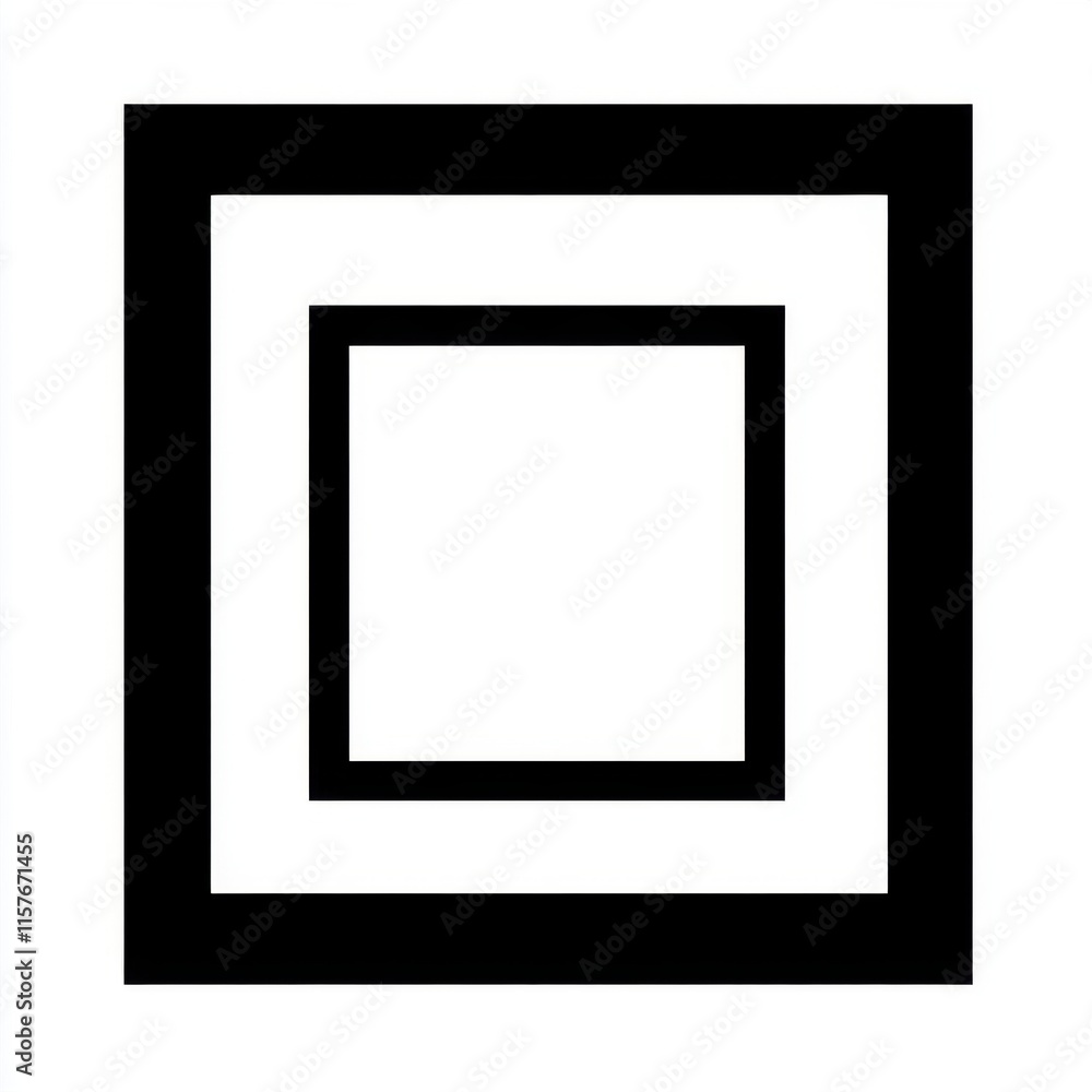 Poster a bold, modern pattern with concentric black and white squares creating a striking visual effect.