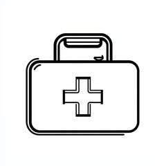 Fototapeta premium A simple line drawing of a first aid kit, symbolizing health and safety.