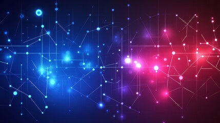 Futuristic digital network connection, glowing lines and nodes. Abstract technology background.