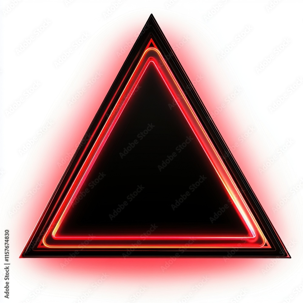 Poster a striking black triangle illuminated with red neon light, creating a dynamic and modern visual effe