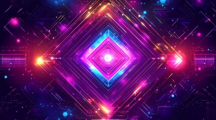 Abstract neon glowing shapes background