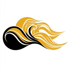 Obraz premium Stylized black and gold wave design, symbolizing movement and elegance.