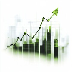Fototapeta premium A dynamic green financial growth graph showcasing upward trends in data analysis.
