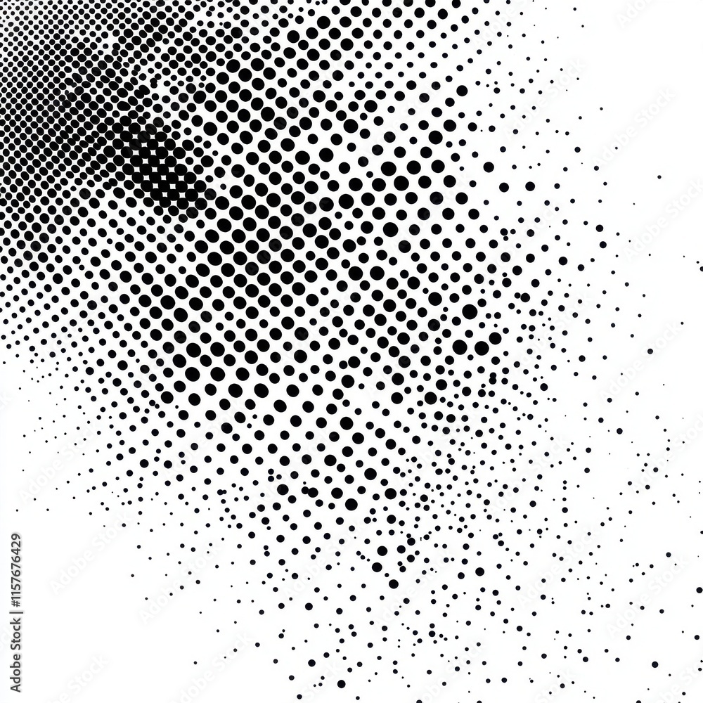 Poster abstract black and white halftone pattern creating a dynamic and modern visual effect.