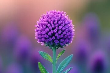 Obraz premium Close-up shot of a single purple flower growing in a lush green meadow