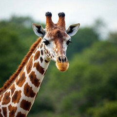 Obraz premium Concept photo of a giraffe with space for text