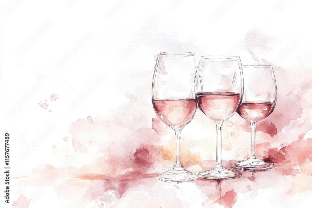 Poster wine glasses placed on a table, empty and ready for use