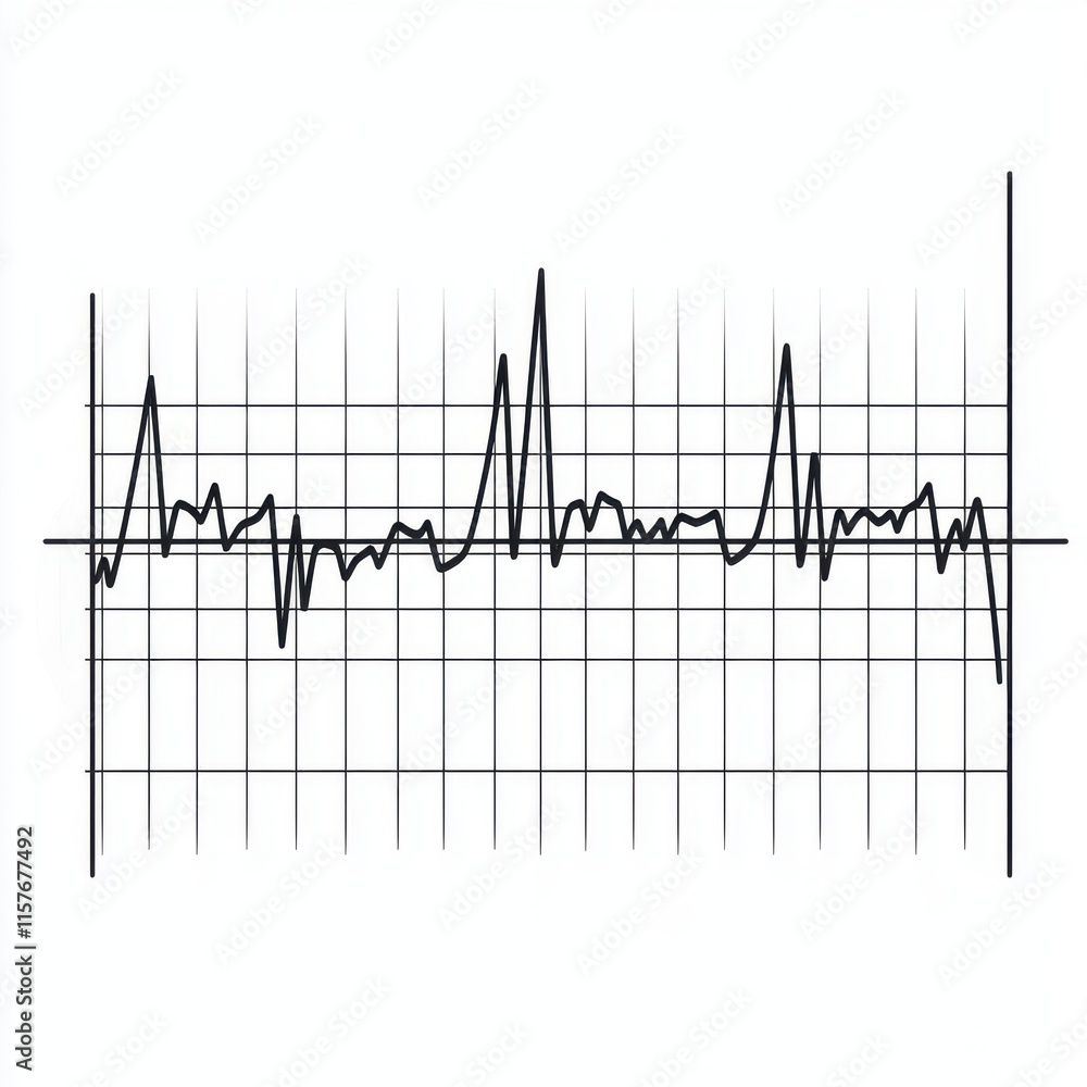 Poster health monitoring graph with fluctuating lines indicating heart rate variations.