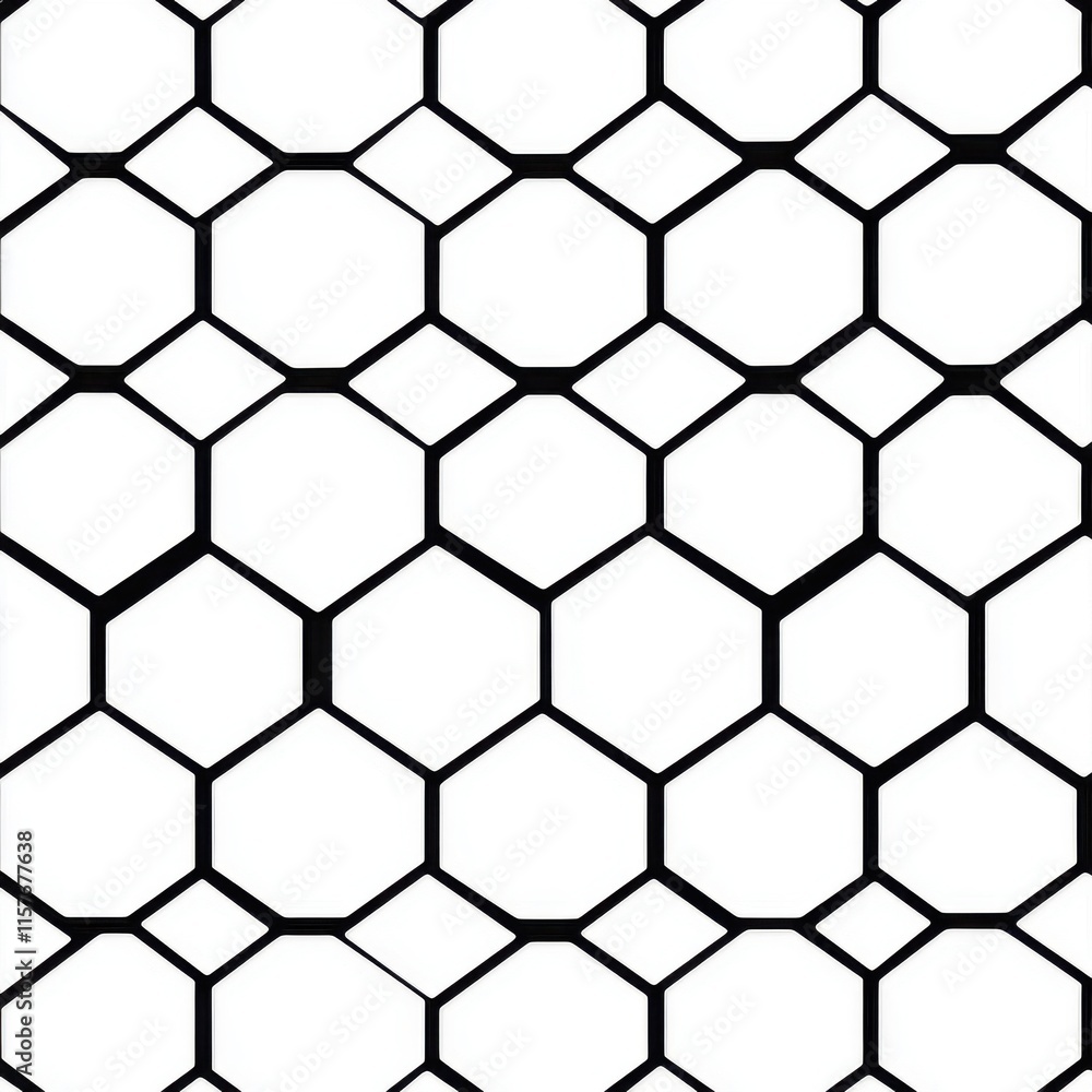 Poster abstract black and white hexagonal pattern creating a modern and stylish design.