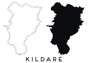 Fototapeta premium Kildare map outline and black silhouette vector
