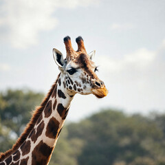 Obraz premium Concept photo of a giraffe with space for text