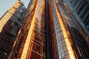 Fototapeta premium A high-rise building with numerous window panes, great for architectural or cityscape images