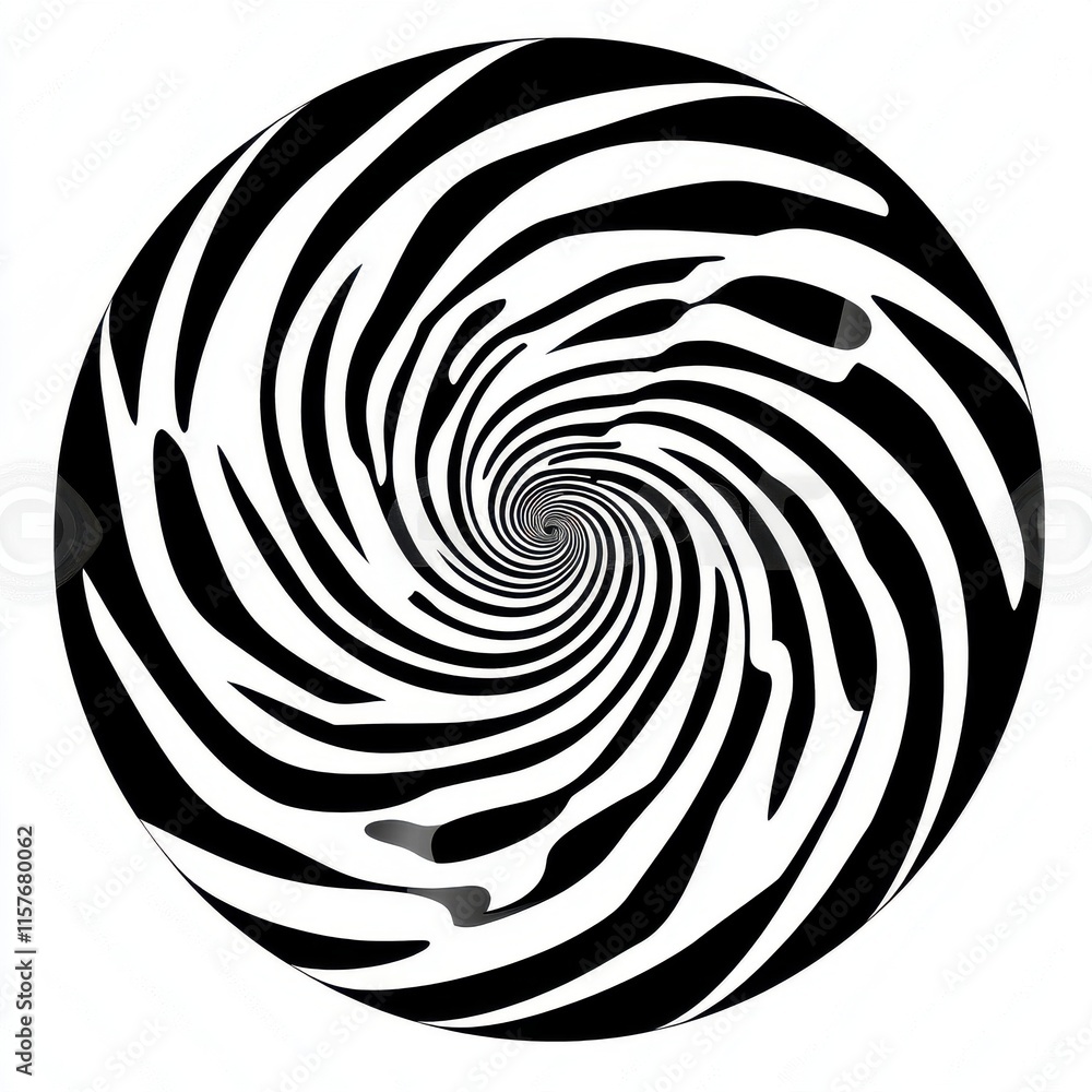 Aufkleber intriguing spiral pattern in bold black and white, creating a hypnotic effect with a modern artistic