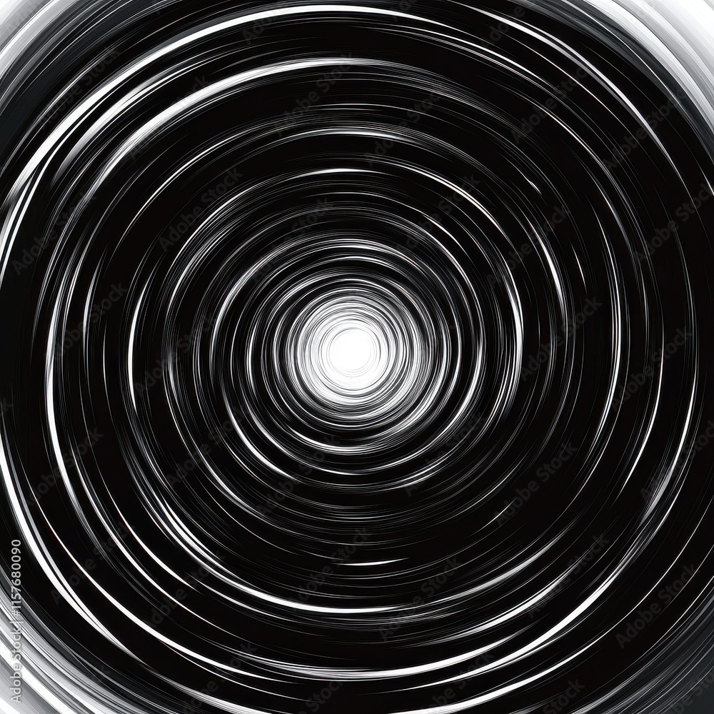 Poster abstract black and white swirl pattern creating a mesmerizing vortex effect.