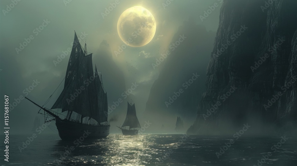 Poster create an image of ancient seafarers navigating by the stars
