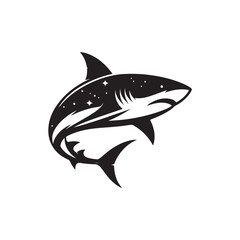 Black Color Shark silhouette design Vector Illustration, Solid White Background 3.eps