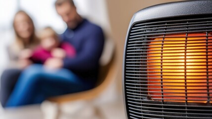 Close-up of a modern electric heater featuring safety grills for added protection.