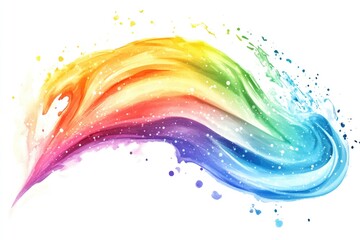 A colorful wave of paint on a white background