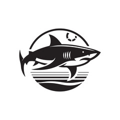 Black Color Shark silhouette design Vector Illustration, Solid White Background 5.eps