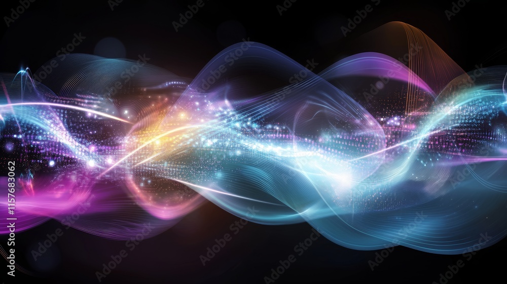 Aufkleber abstract colorful light wave background