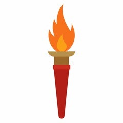 Burning torch on white