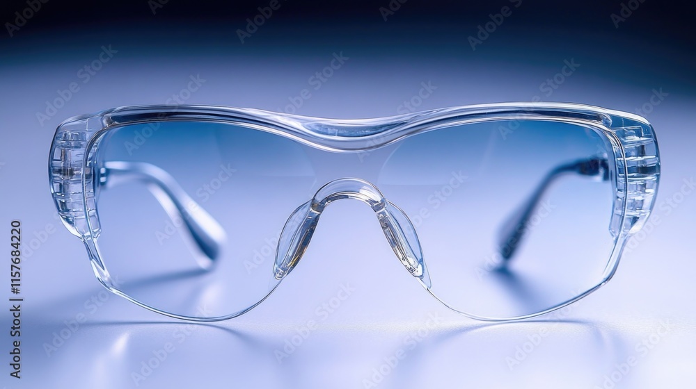 Poster a pair of safety glasses placed on a table, often used for working or diy projects