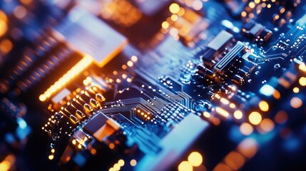 A detailed view of a computer motherboard components