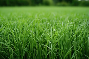 Obraz premium A serene landscape featuring a lush green grass field with trees in the background, suitable for outdoor or nature-themed projects