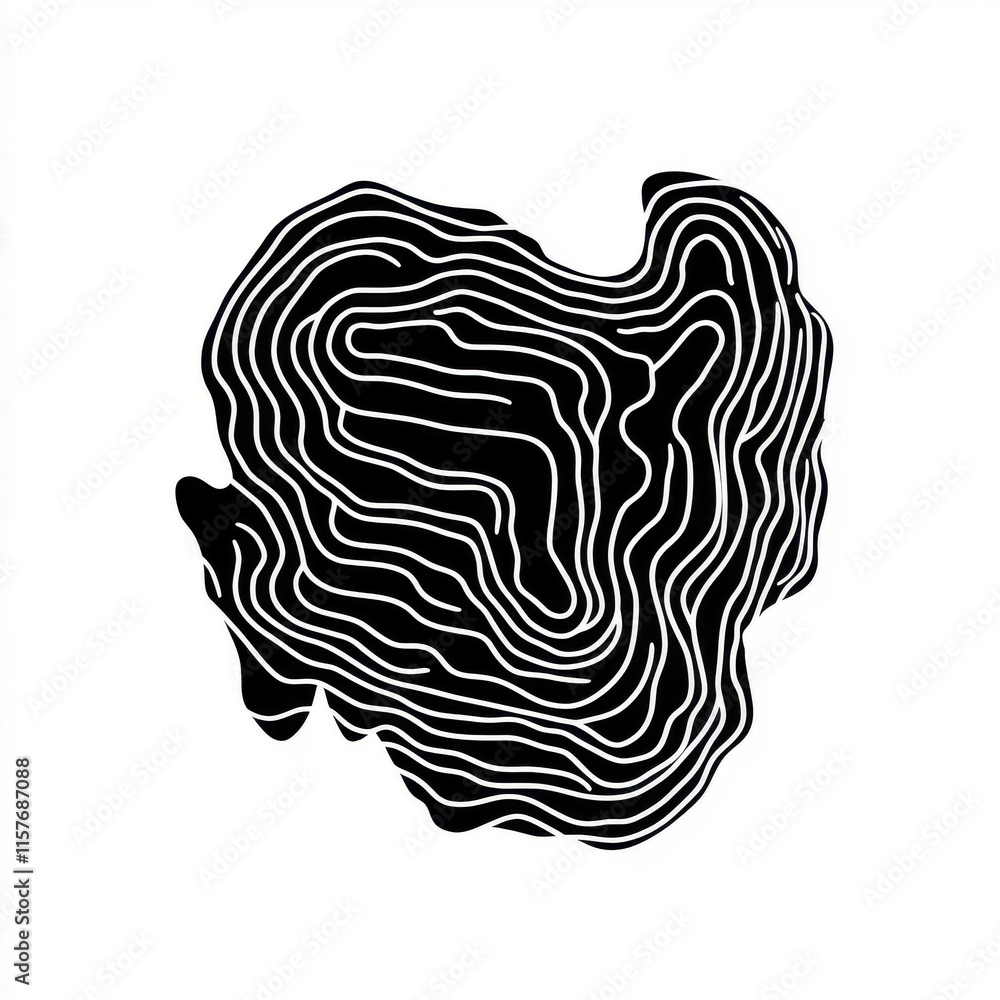 Poster abstract black and white shape with flowing lines creating a fluid design, evoking a sense of moveme