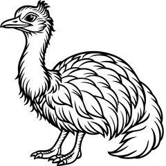 Fototapeta premium Cute Llama Illustration in Black and White Outline, AI Generation