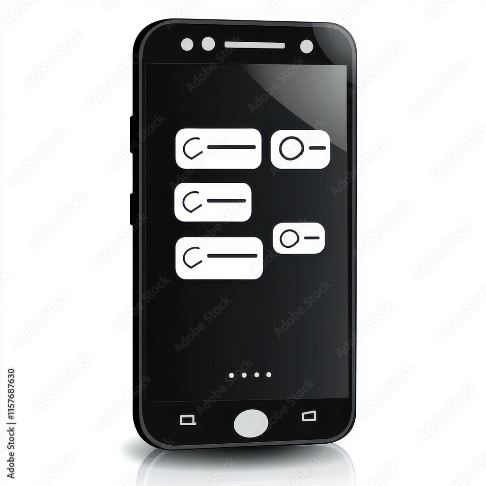 Aufkleber a sleek black smartphone displaying toggle switches on its screen, representing modern technology an