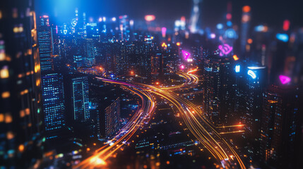 Fototapeta premium Smart digital Innovation city with connection network reciprocity over the cityscape. of future smart wireless digital city and social media networking systems that connects people with in city