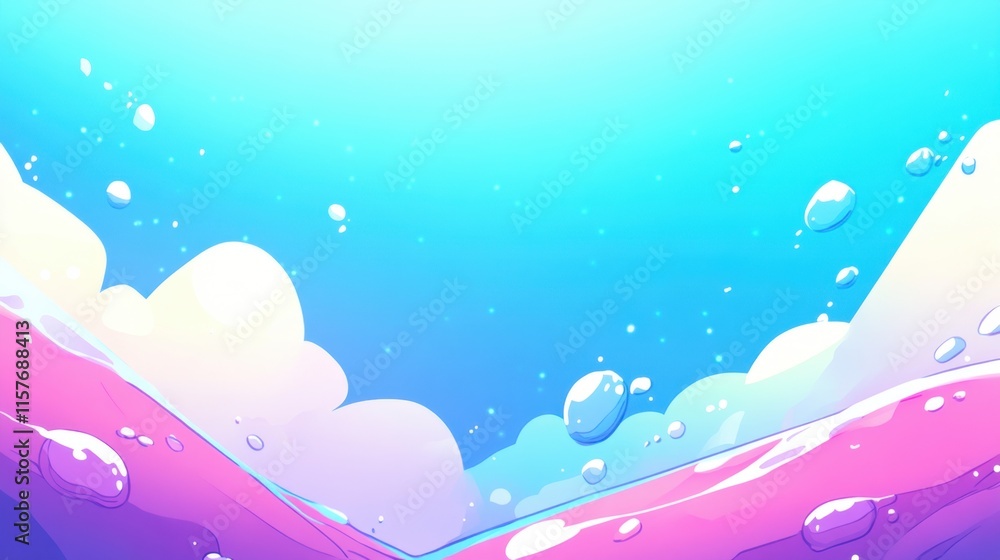 Aufkleber underwater scene with bubbles and abstract colorful background