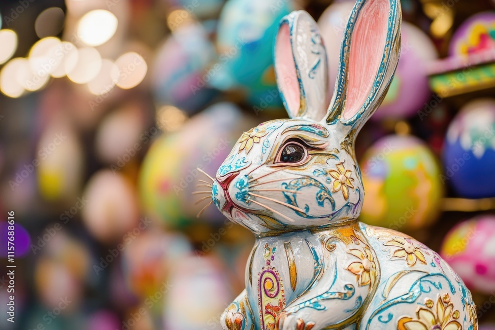 Poster a detailed view of a sculpture depicting a rabbit