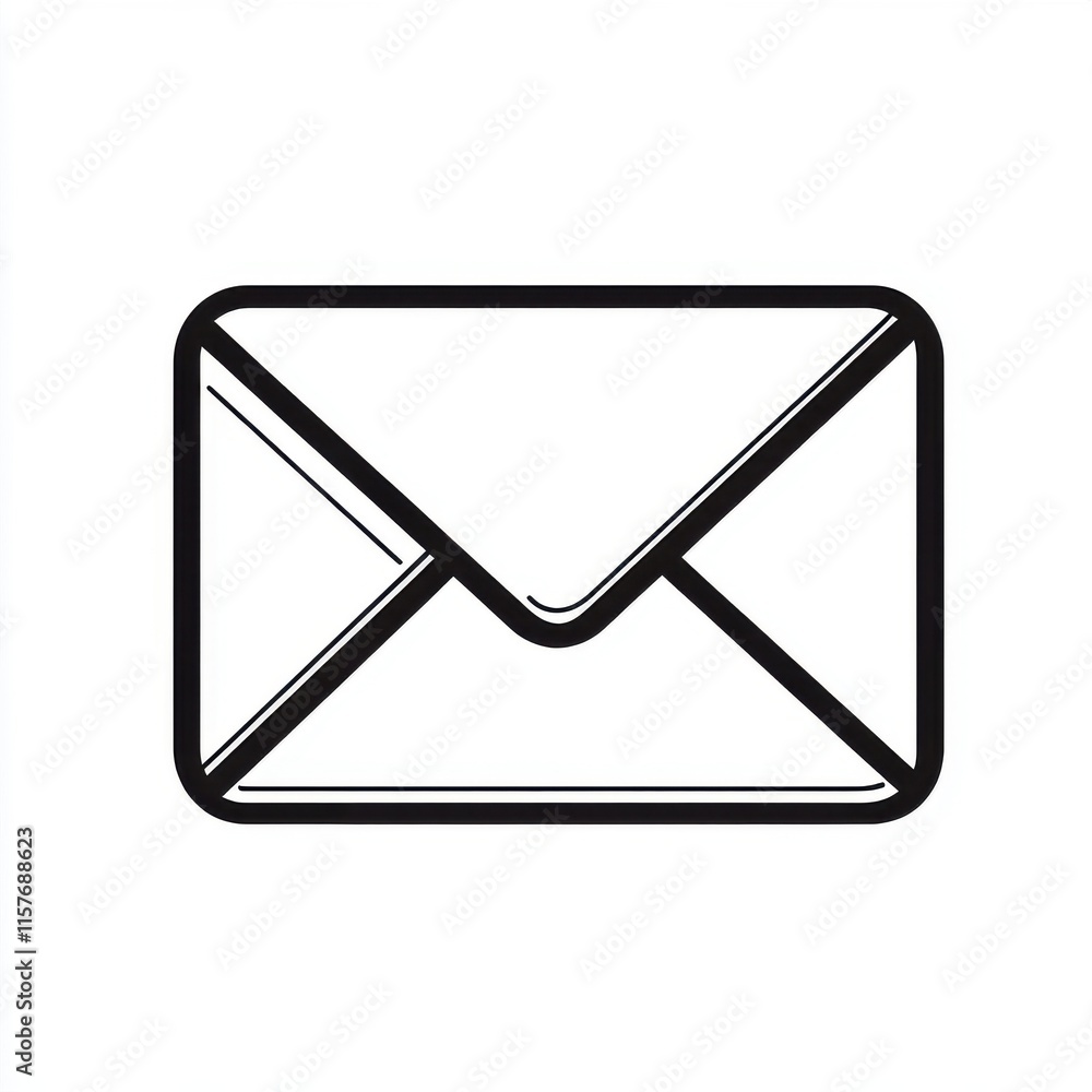 Poster simple black outline of an envelope symbolizing communication and messages.