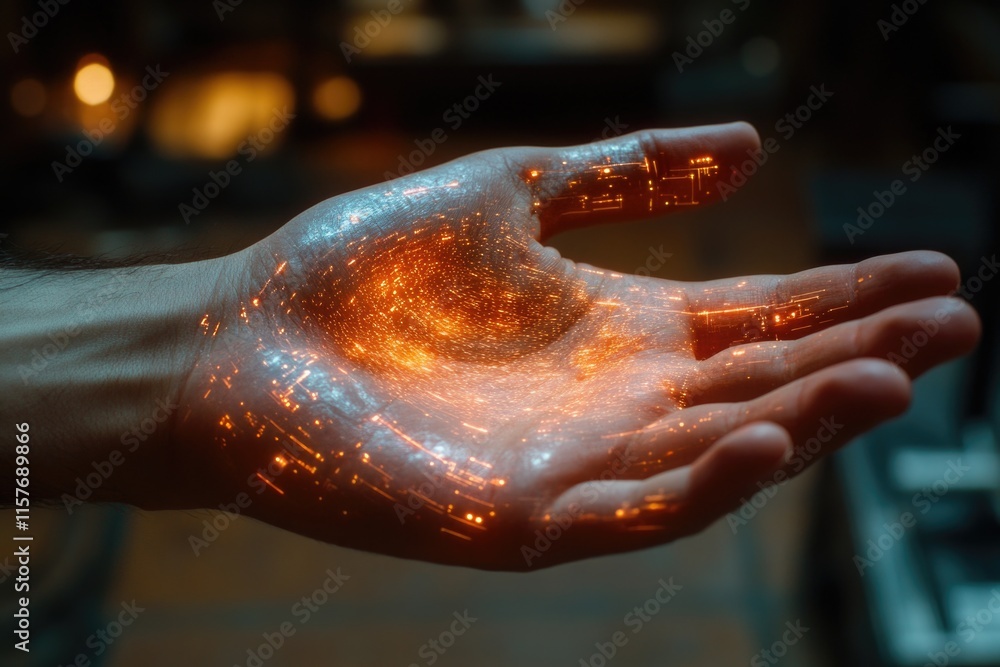 Poster a person grasping a radiant object in their hand, often used for mystical or magical scenes