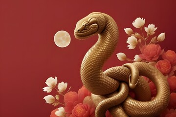 Fototapeta premium ia generated. Chinese New Year celebration. Chinese culture. Snake