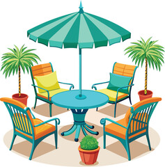 Customizable Patio Furniture Vector Illustration