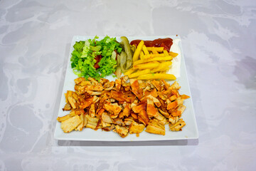Meat Chicken Doner, between bread (Turkish Name : ekmek arasi et doner, tavuk doner, Gobit ekmek...