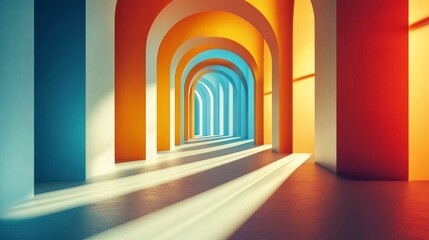 3D Shapes forming depth with complex shadow play, Generative AI