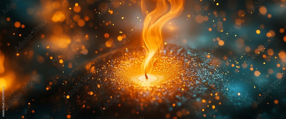 Aufkleber a mesmerizing swirl of fiery light and shimmering particles in a cosmic setting.