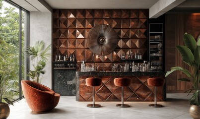 Art Deco blending bold metallics with geometric patterns, Generative AI