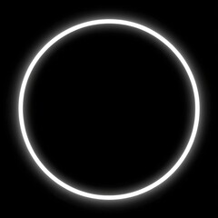 A glowing circular neon light against a dark background, creating a striking visual effect.